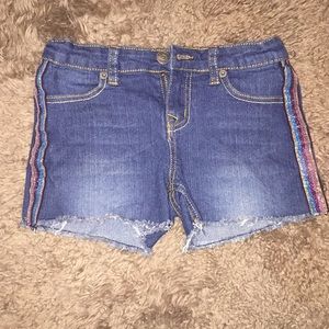 Studio V Rainbow Stripe Detail Denim Shorts